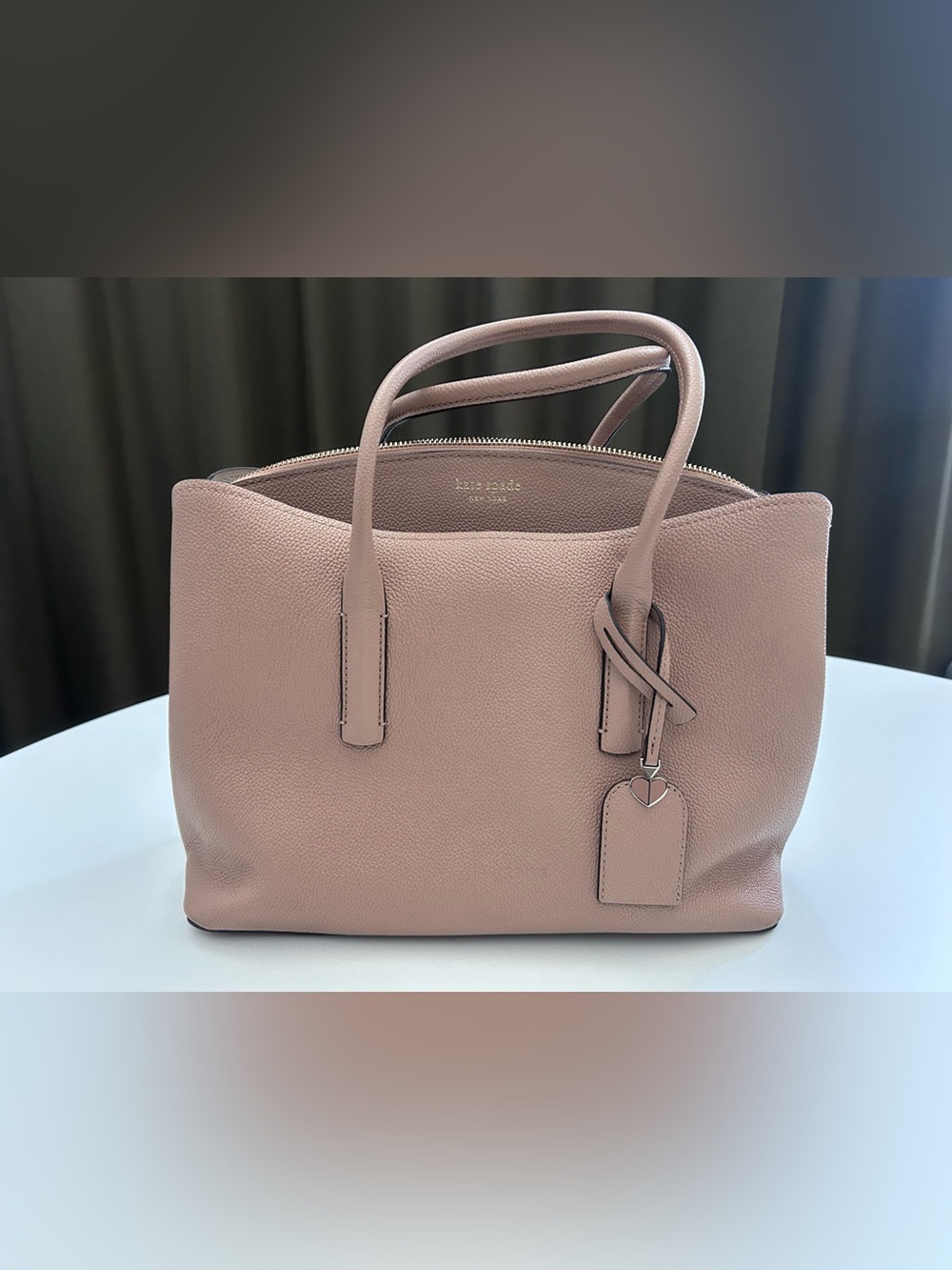 kate spade New York Margaux Pebbled Leather Satchel Beige